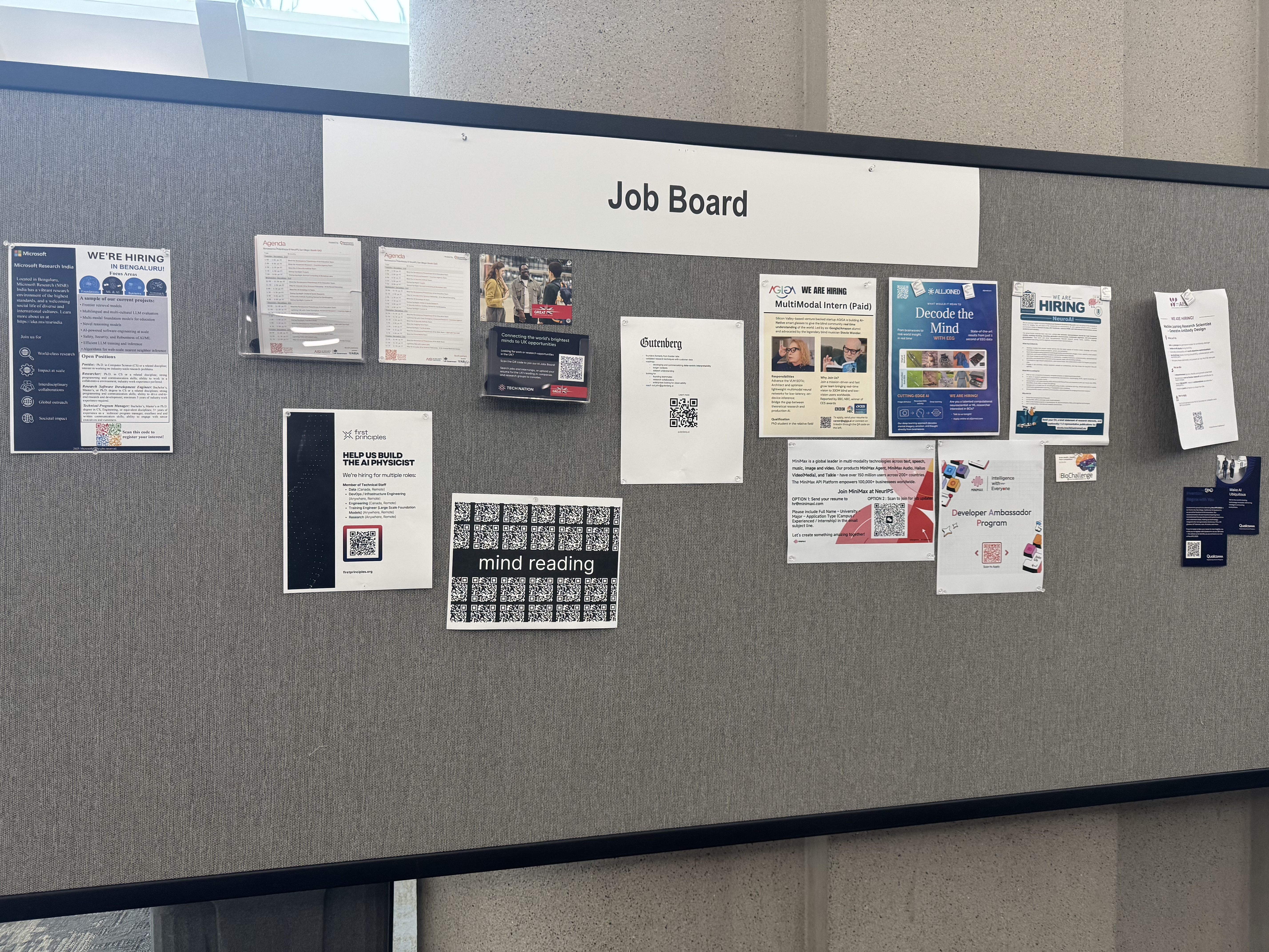 Job board at the start of NeurIPS 2025