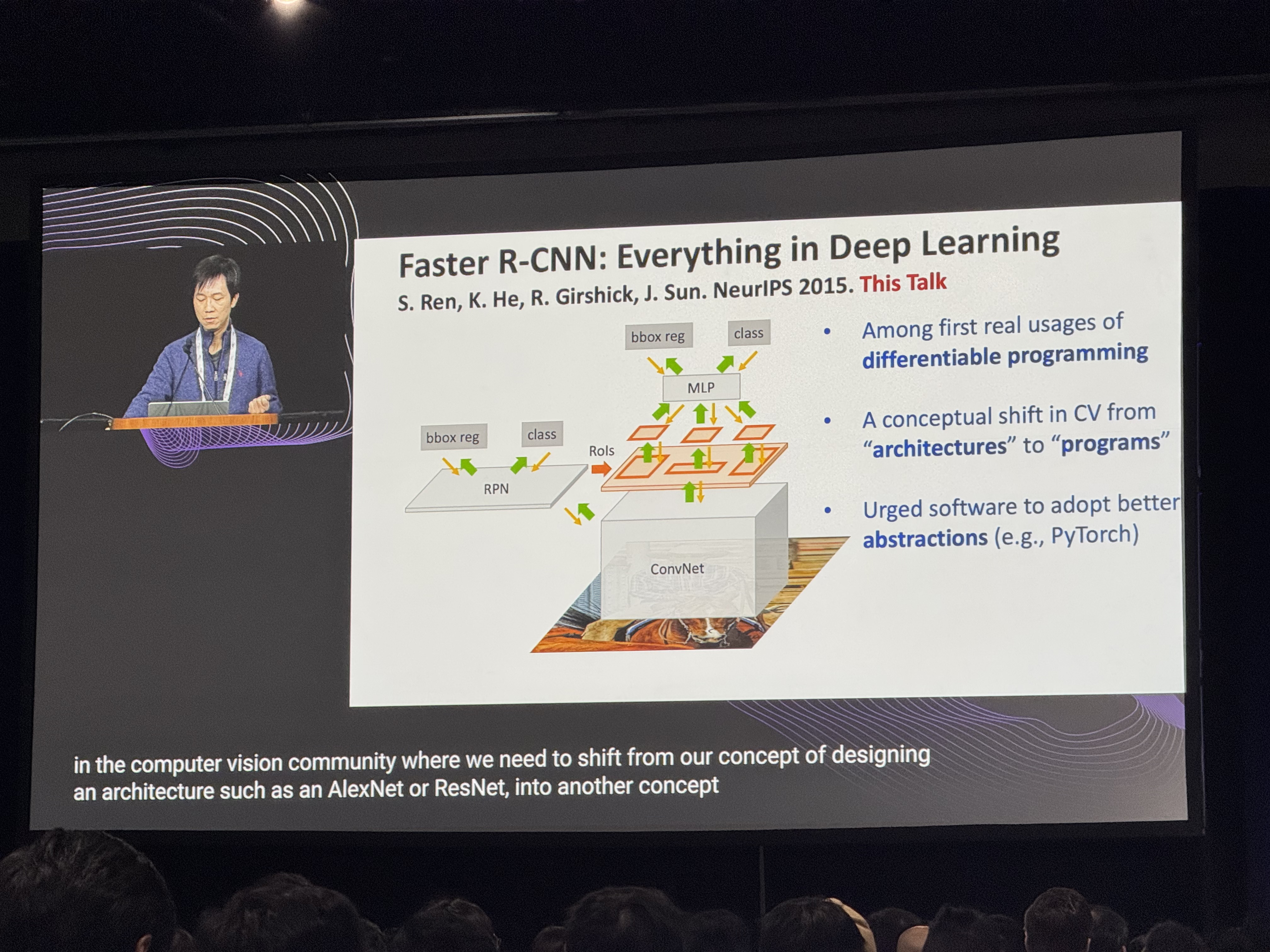 Kaiming He delivering the Test of Time keynote at NeurIPS 2025