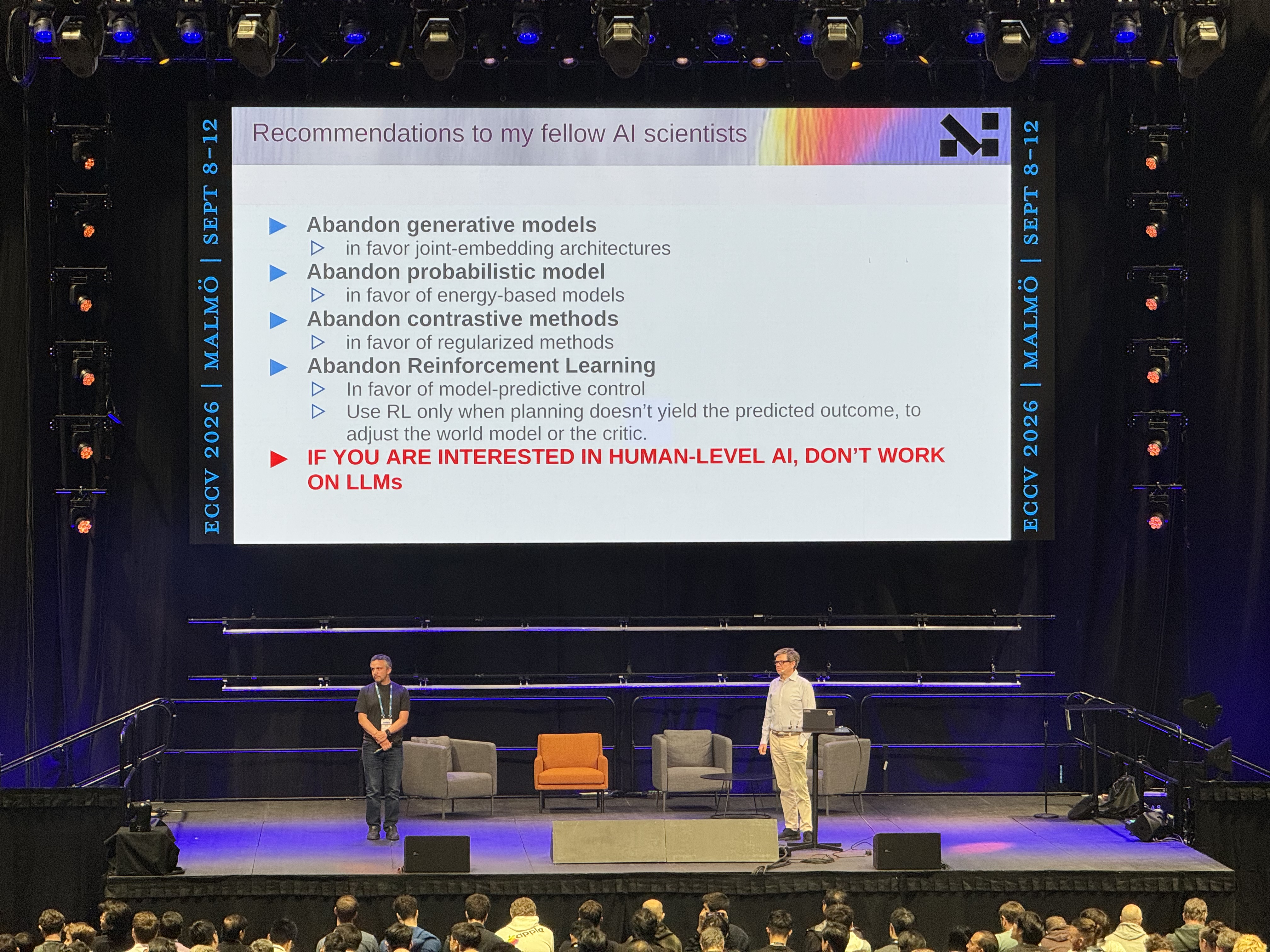 Yann LeCun speaking at ECCV 2026